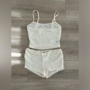 White Lace Tank Top and Shorts Set